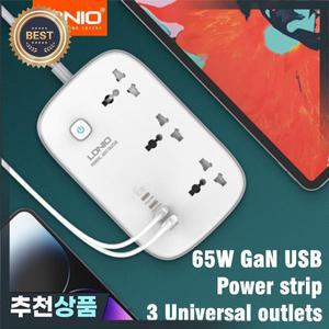 LDNIO GaN  서지 보호대 65W USB C 고속 충전기 PPS PD 익스텐션 소켓 멀티탭 영국 EU