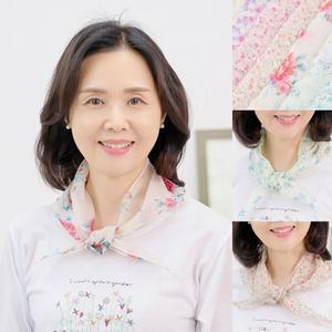 마미소 텐셀 삼각 스카프 꽃무늬 쁘띠 엄마 할머니 빅사이즈 40 60 마담 중년 여성 옷