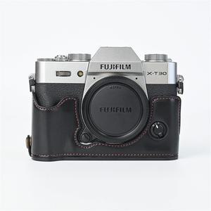 인조 가죽 하프 바디 케이스 하단 개방 후지 X-T30 II X-T20 X-T10 카메라 가방 커버 후지필름 XT30II XT30