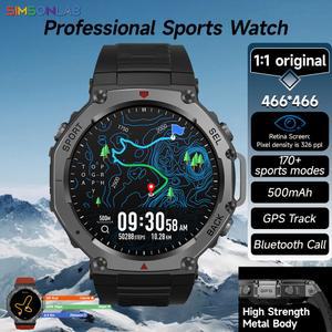 글로벌 T Rex3 GPS Smartwatch 2025 군인 시계 BT 통화 5ATM 방수 170 스포츠 모드 패션 내구성 스마트 시계