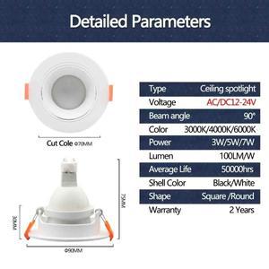 1-10pcs 천장 스포트라이트 5W LED 통 MR16 에너지 절약 DC 12V 24V 따뜻한 빛 각도 조절 회전 실내 조명