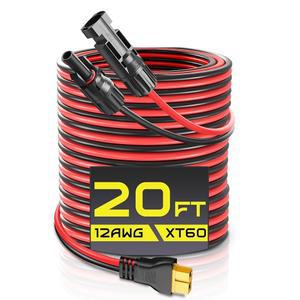 LiFePO4 배터리 RV 휴대용 발전소 에코플로우 태양광 발전기용 GIBAB 커넥터 XT60 충전 연장 케이블 12AWG 20FT 어댑터 케이블-태양광 패널 와이어
