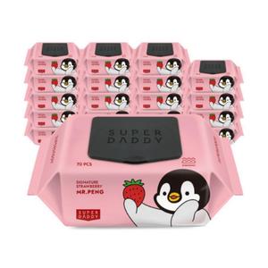아기물티슈 70평량 20팩 슈퍼대디 미스터펭 딸기 캡형 70매