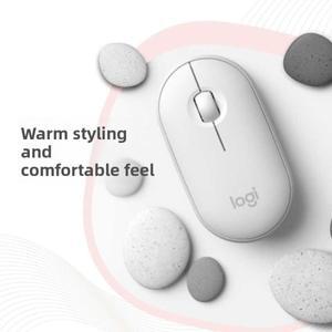 Logitech M350 Pebble 초박형 무선 Bluetooth 마우스, 조용하고 사랑스럽고 다양한 색상 옵션, 휴대 가능하