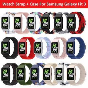 시계 스트랩 + 케이스 Samsung Galaxy Fit3 3 나일론 통기성 손목 밴드 팔찌 SmartWatch 탄력성 루프