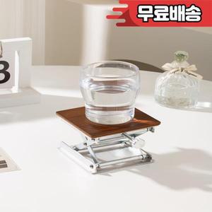 Epeiuome 높이 조절 컵 코스터 알루미늄 합금 아크릴 블랙 호두 데스크탑 내열 패드 북유럽 스타일