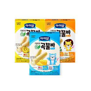 아이얌 순곡물바 3종 세트 (치즈+당근+바나나)