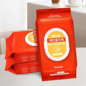 [50매x3팩] 청소용 에탄올 물티슈 소독 살균 티슈 청소용품