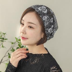 [디얼마미] 로즈꽃 망사 두건  마담 미시 중년 여성 빅사이즈 40대 50대