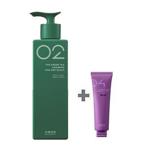 NEW 아모스 녹차실감 샴푸 지성 두피용 500g +휴대용 컬링 에센스 40ml