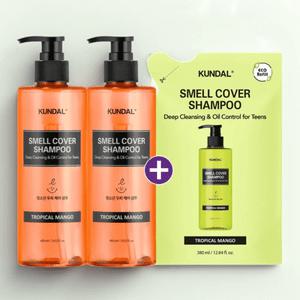 쿤달 스멜커버 청소년 샴푸 트로피컬망고 400ml 2개+리필380ml 정수리냄새