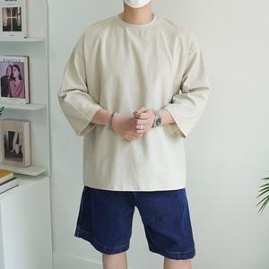 [쿼터]남자 여름 린넨 7부 오버핏 반팔티셔츠 5color