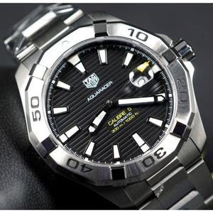 TAG Heuer 아쿠아레이서 Men 블랙 시계 [세금포함] [정품] - WAY2010.BA0927 자동, 43 mm, 스틸 손목시계