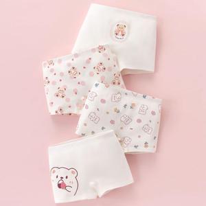 백곰이 여아 아동팬티[4매입] 유아사각팬티 드로즈팬티세트 어린이면속옷 아기 키즈 주니어드로우즈