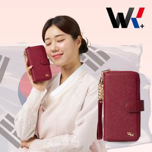 위케밀러 갤럭시 S24 FE 케이스 국산 천연소가죽 핸드폰 지갑 프리미엄 레드와인 SM-S721N