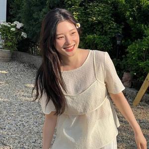 [온앤온](신세계 사우스시티)[정채연 착용] 뷔스티에 체크 블라우스 NEW5MB530