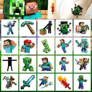내 세계 스티커  문신 타투 스티커 Minecraft 액션 피규어 만화 픽셀 애니메이션 장난감 크리스마스  생일