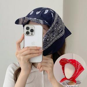 페이즐리 컬러풀 스카프 캡 모자 머리장식 자외선차단 두건 러블리 모자