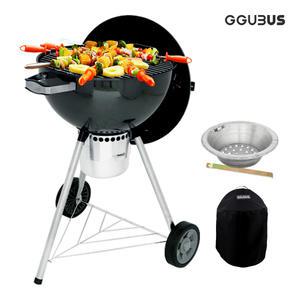 꾸버스 바베큐그릴 골든블루 57 숯통+커버 SET 야외 숯불 훈제 직화 BBQ 캠핑 원형 화로 최고급 3중코팅
