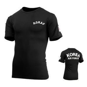 쿨드라이 ROKAF 공군 검정 반팔 군인 군대 티셔츠