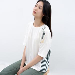 [지센][지센] 스트라이프 반팔 티셔츠 LCTSN434_IV