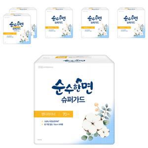 순수한면 위생용품 라이너 롱 팬티라이너 슈퍼롱 70P 6팩