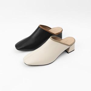 [신난다슈]여성 뮬 슬리퍼 힐 5cm 2종 여자 뮬 블로퍼 힐 구두 소가죽 발편한 사각코 투톤 배색 GDR243027
