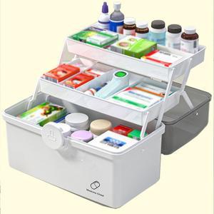 (L(대형) 화이트) 구급상자 3단 L 폴딩/구급함/약통/정리함/약보관함/구급약/상자/약상자/구급/가방
