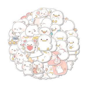 귀여운 곰과 오리 스티커 컵 거울 벽 및 기타 장식 파티 선물 깜짝 셀프 붙여 넣기 48 개