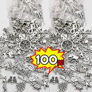 티베트 실버 혼합 펜던트 비즈 쥬얼리 팔찌 귀걸이 목걸이 제작 DIY 공예 아트 참 동물 가방 당 100