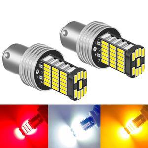 자동차미등 호환 2PCS P21W Ba15s 1156 LED 전구 흰색 램프 7443 자동차 방향 지시등 브레이크 주차 조명