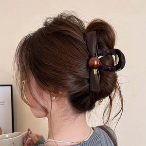 진주버튼 리본 아크릴 집게핀 ELH-105 대형집게핀 머리집게핀 반머리집게핀 빅리본핀