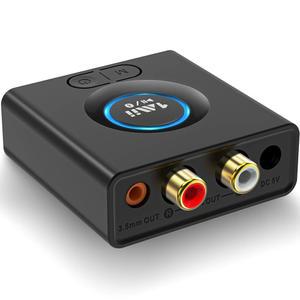1Mii Bluetooth 5.0 오디오 수신기, 3.5mm RCA, 베이스 모드, 12시간 재생 시간을 갖춘 가정용 스테레오 음악 스트리밍 시스템용 무선 어댑터(업그레이드)