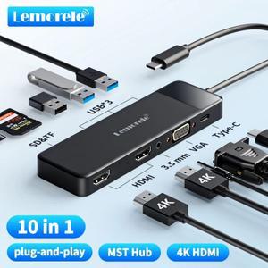 C타입HDMI젠더 CTOHDMI HDMITOC Lemorele USB-C 허브 도킹스테이션 USB C타입-듀얼 HDMI 4K 30Hz VGA 30 어