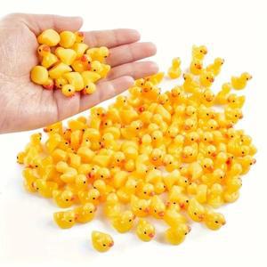 100 Pcs 미니 노란색 오리 장식 미니어처 피규어, 작은 수지, 수공예품, 마이크로 풍경, 가정