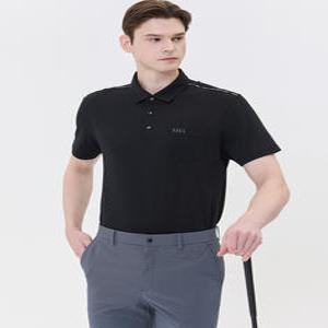 닥스 골프 남성 24SS [스테디셀러]체크 라인 코튼 블렌드 폴로티셔츠 (BLACK) WGTS4B001BK