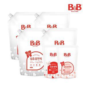[비앤비][증정] 비앤비 아기 섬유유연제 베르가못향 리필 1500ml 4개 (+증정 800ml 2개)