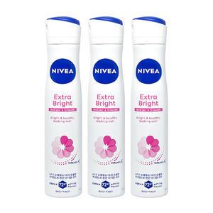 니베아 데오드란트 스프레이 엑스트라 브라이트 200ml 3개팩