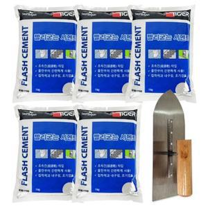 [텐바이텐]철물팩토리 빨리굳는시멘트 회색 1kg 5개+흙손세트 시멘트