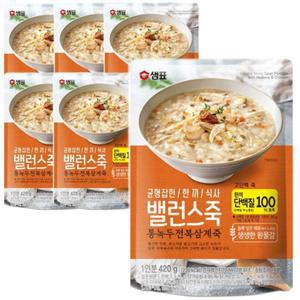 샘표 밸런스죽 통녹두 전복삼계죽 420g x 6개  GA-362