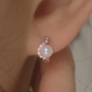 [윙블링]14k post 루네아 담수진주 원터치 링귀걸이 W