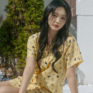 이너쿠키 여성 인견 잠옷 세트 쿨 레이온 여자 파자마 여름 반팔 홈웨어 상하 커플 빅사이즈 냉감 WHS5223