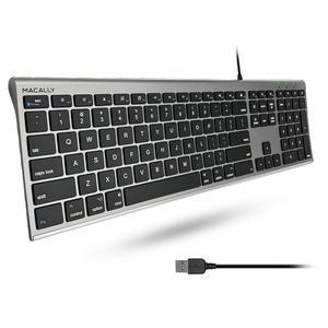 MACALLY 초슬림 USB 유선 컴퓨터 키보드 또는 WINDOWS IMAC, APPLE 호환되는 스페이스 숫자 - MAC 모두에서 MACBOOK용 잘 MINI, 키패드와 풀사이즈 작동 그레이