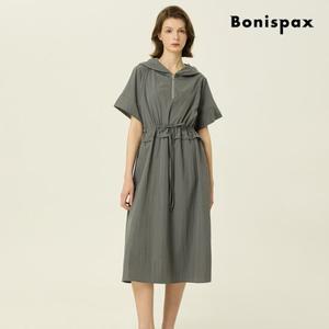 [보니스팍스] 반 집업 후드 롱 원피스 (XP4OP012M0)