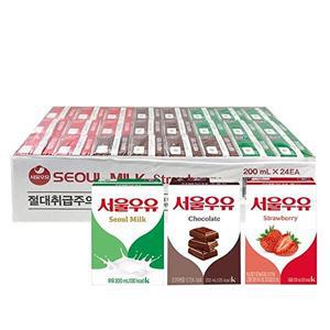[T]서울우유 멸균우유200mlx8개+초코우유200mlx8개+딸기우유200mlx8개