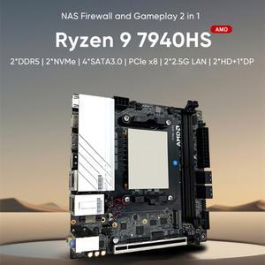 컴퓨터 PC ITX 게임용 AMD PCIEx8 마더보드 9 17x17 2xDDR5 Ryzen NAS 4xSATA3.0 방화벽 LAN SSD 메인보드 7940HS 7840HS 2x2.5G 2xNVMe R7