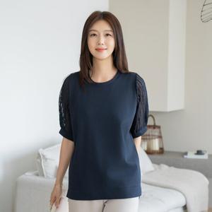 엄마옷 마담4060 비틴레이스반팔티셔츠 베이직한 데일리룩 -ZTE2505003-