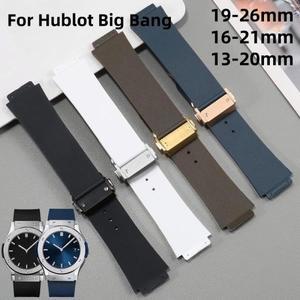 Hublot Big Bang 클래식 퓨전 시리즈 용 19-26mm 16-21mm 13-20mm 실리콘 시계 스트랩 스테인레스 스틸 접