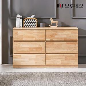 [보루네오하우스]앳홈 테드 러버 원목 1200 와이드 서랍장 (깊이400)