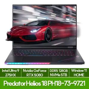에이서 프레데터 헬리오스 18 AI PH18-73-9721 울트라9 RTX5080 윈도우11홈 램128G NVMe5TB 게이밍 가성비 노트북 추천 EU